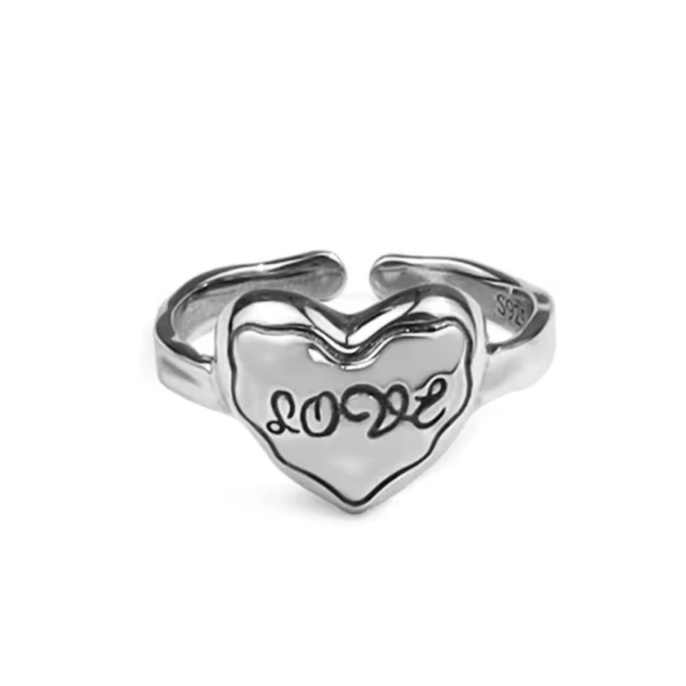 NEW Elevated‎ “Love” 925 Sterling Silver Heart Ring Adjustable
